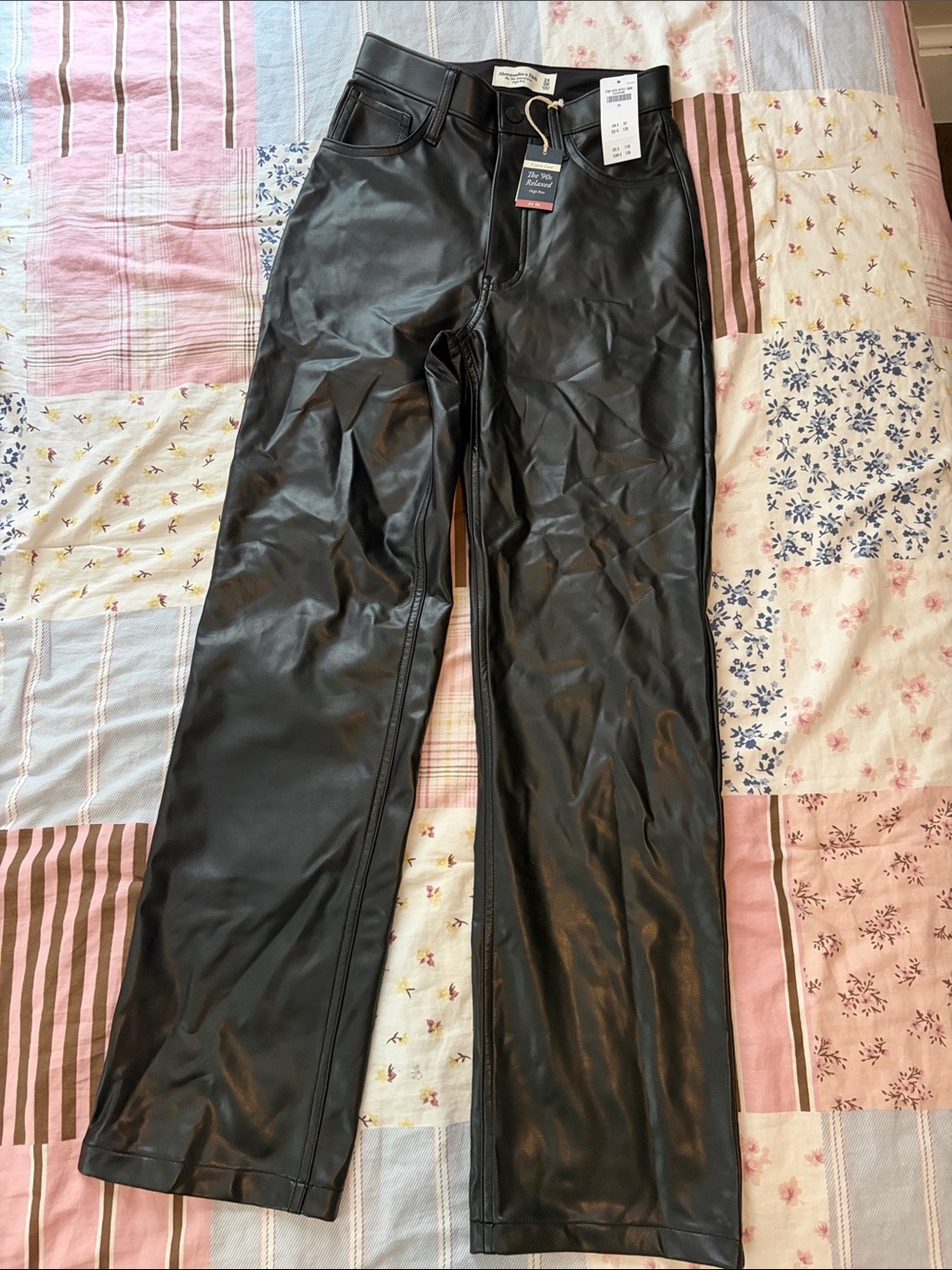 Abercrombie & Fitch Black Faux Leather High-Rise Pants